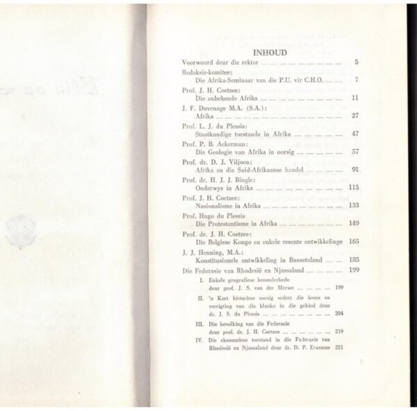 Blik Op Afrika: Voordragte Voor Die Afrika-Seminaar — Raad Van Die P.U. Vir C.H.O secondhand book