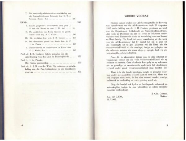 Blik Op Afrika: Voordragte Voor Die Afrika-Seminaar — Raad Van Die P.U. Vir C.H.O secondhand book