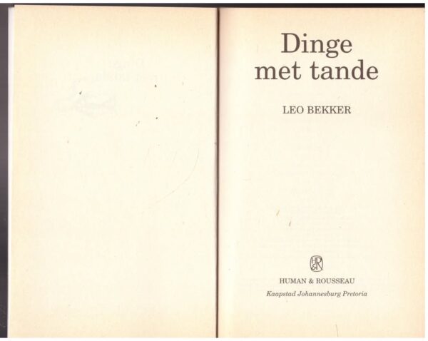Dinge Met Tande — Leo Bekker secondhand book