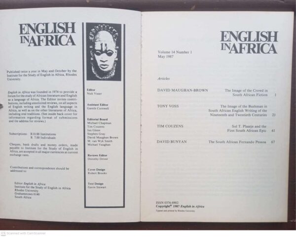 English In Africa, Volume 14, Number 1, May 1987 secondhand book