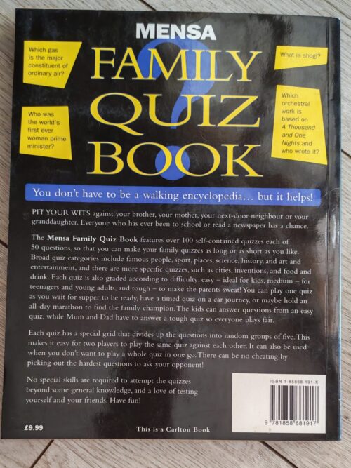 MENSA Family Quiz Book – British MENSA Ltd secondhand book