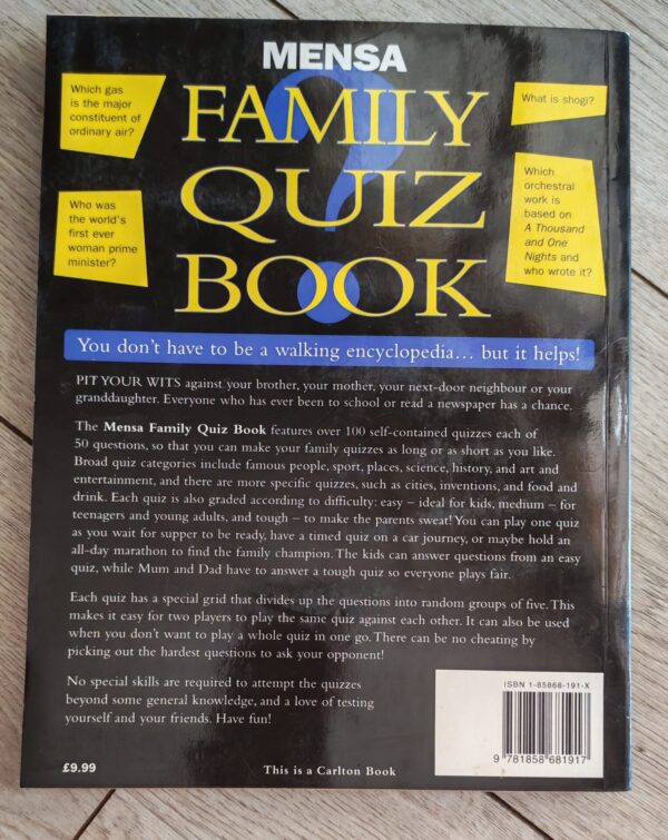 MENSA Family Quiz Book – British MENSA Ltd secondhand book