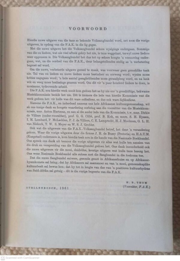 Nuwe FAK-Sangbundel – Federasie Van Afrikaanse Kultuurvereniginge secondhand book