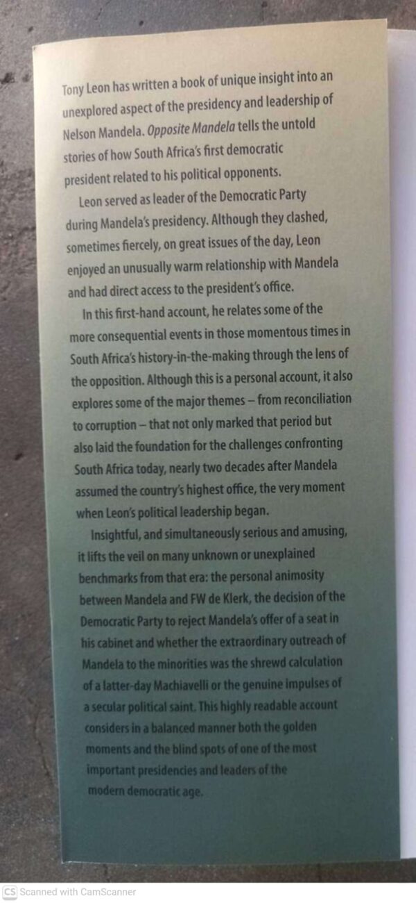 Opposite Mandela3 Opposite Mandela: Encounters With South Africa’s Icon – Tony Leon secondhand book