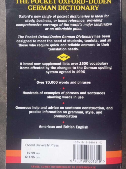 The Pocket Oxford-Duden German Dictionary secondhand book