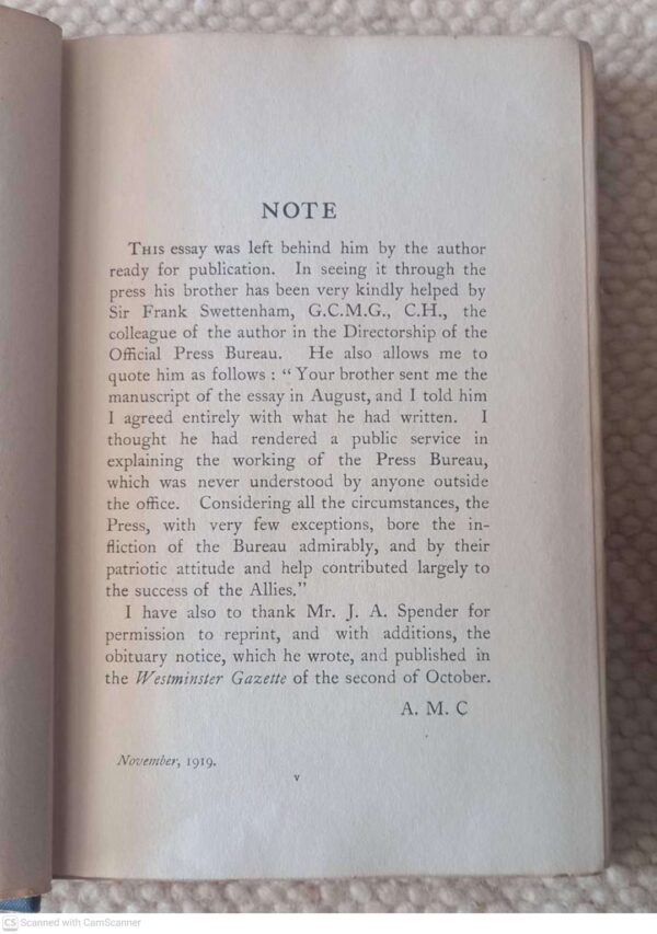 The Press In War-Time — Edward Cook secondhand book