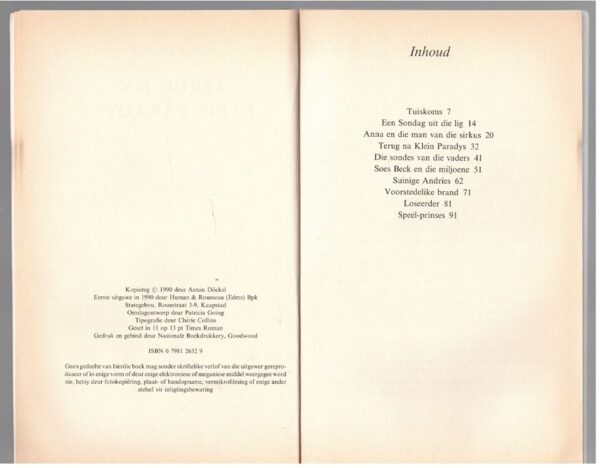 Terug Na Klein Paradys — Anton Döckel secondhand book