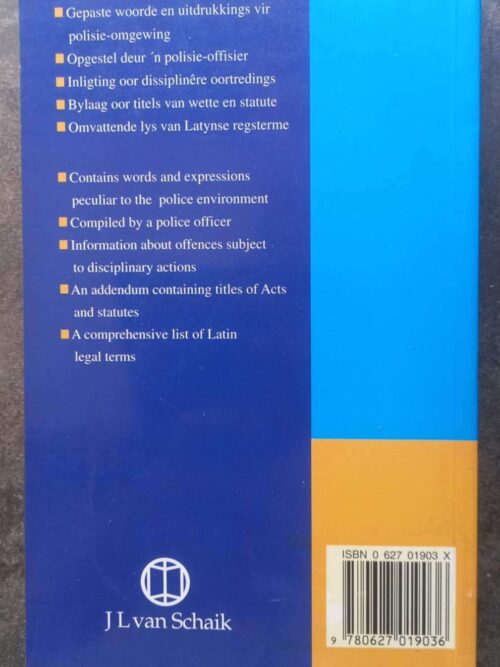 Tweetalige Polisiewoordeboek / Bilingual Police Dictionary – JL Van Schaik secondhand book