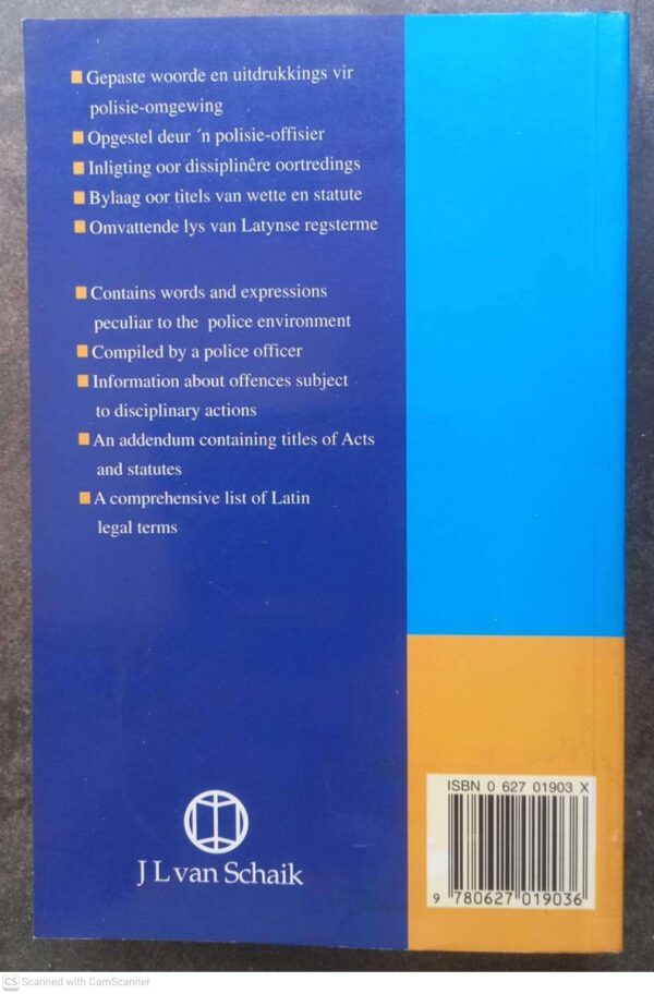 Tweetalige Polisiewoordeboek2 Tweetalige Polisiewoordeboek / Bilingual Police Dictionary – JL Van Schaik secondhand book