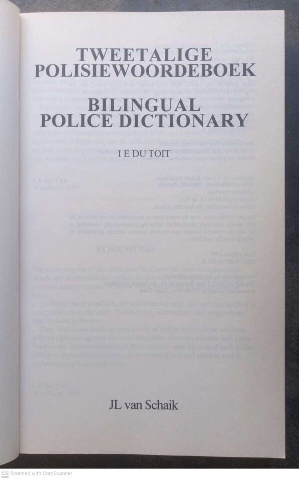 Tweetalige Polisiewoordeboek3 Tweetalige Polisiewoordeboek / Bilingual Police Dictionary – JL Van Schaik secondhand book