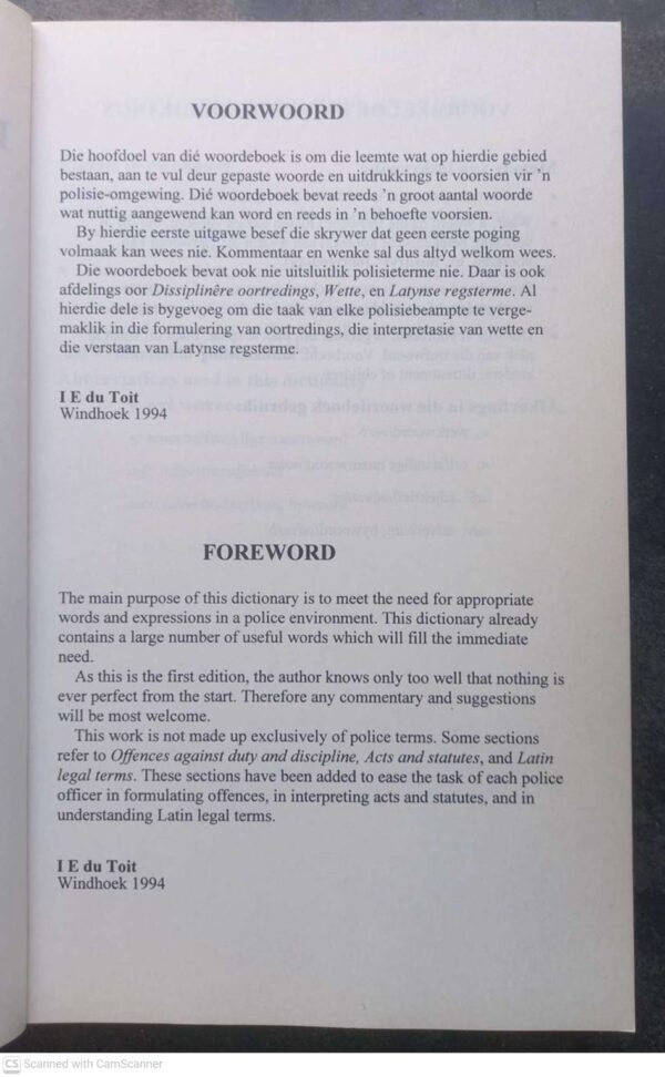 Tweetalige Polisiewoordeboek4 Tweetalige Polisiewoordeboek / Bilingual Police Dictionary – JL Van Schaik secondhand book