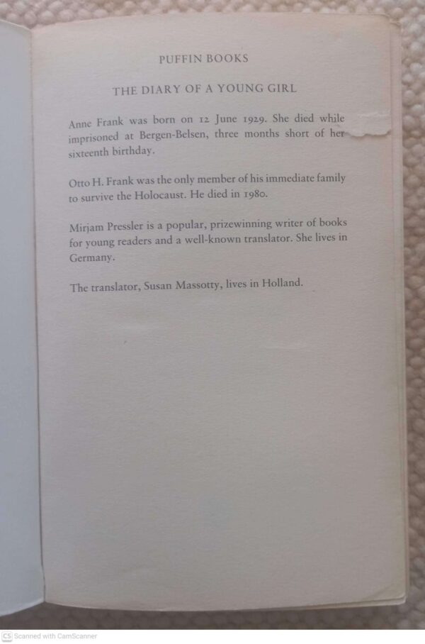 The Diary Of A Young Girl — Anne Frank secondhand book