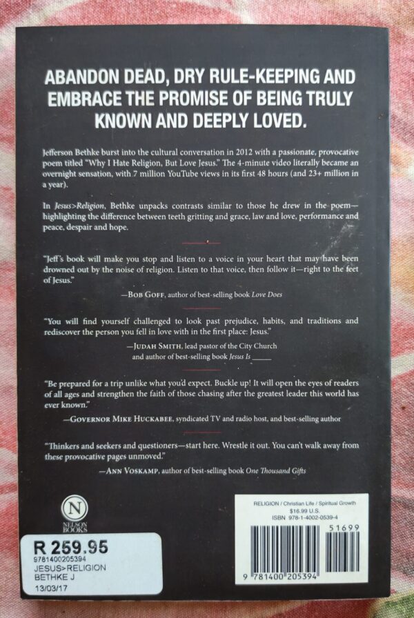 Jesus > Religion – Jefferson Bethke secondhand book