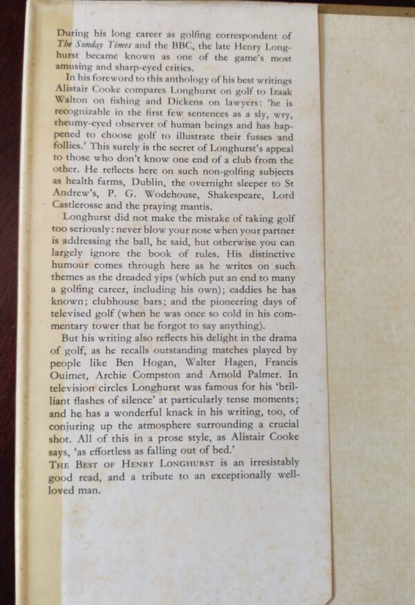 The Best Of Henry Longhurst On Golf And Life – Mark Wilson, Ken Bowden secondhand book