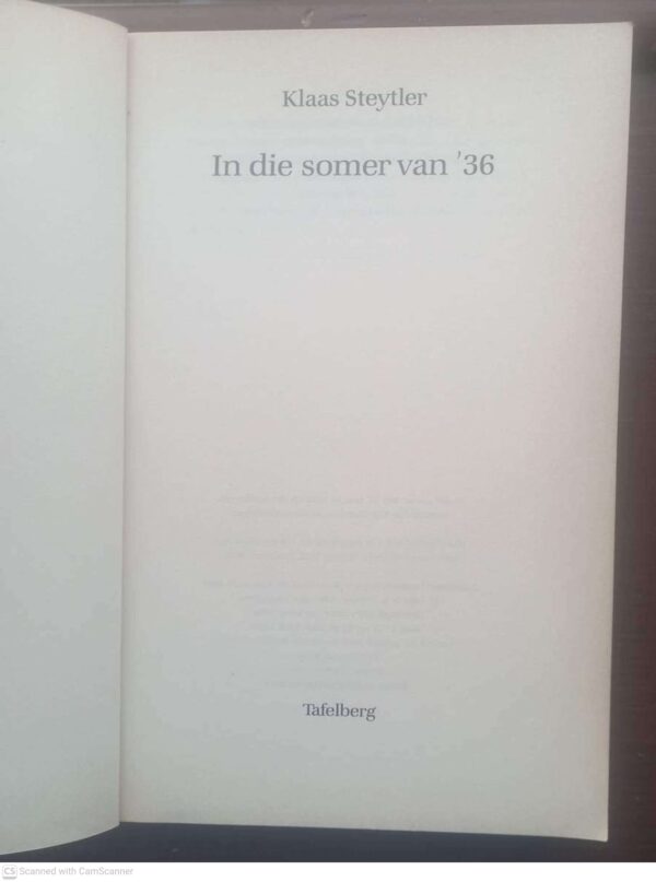 In Die Somer Van ’36 — Klaas Steytler secondhand book