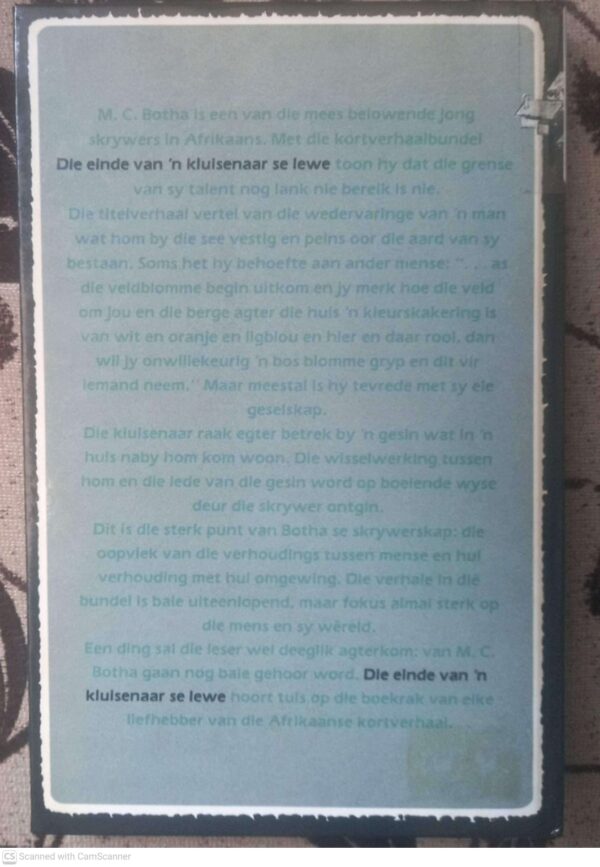 Die Einde Van ‘n Kluisenaar Se Lewe — M. C. Botha secondhand book