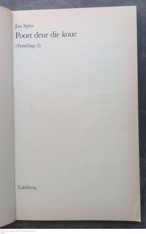 Poort Deur Die Koue (Vertellings 2) — Jan Spies secondhand book