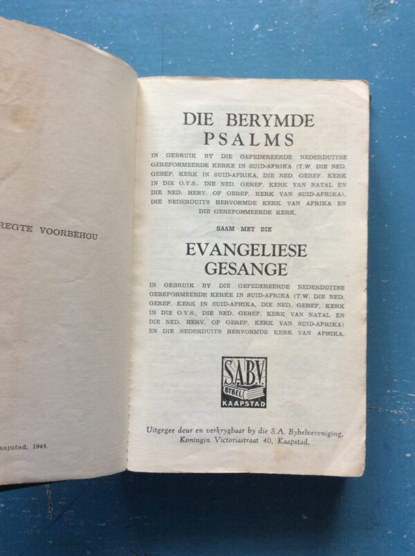 Die Berymde Psalms saam met die Evangeliese Gesange secondhand book