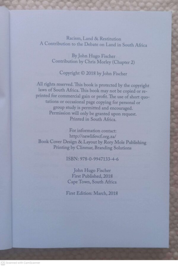 Racism, Land and Restitution4 Racism, Land And Restitution — John Hugo Fischer secondhand book