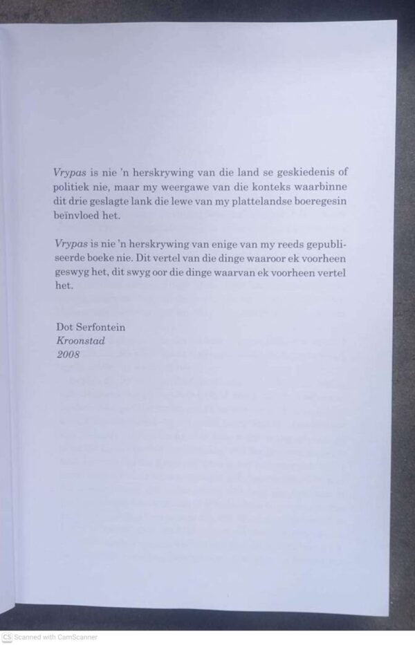 Vrypas — Dot Serfontein secondhand book