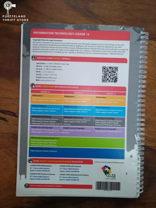 Information Technology Grade 12 (All-in-One Teacher Guide, Worksheets & Task Answers) — Mindset Learn secondhand book