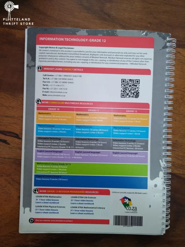 Information Technology Grade 12 (All-in-One Teacher Guide, Worksheets & Task Answers) — Mindset Learn secondhand book