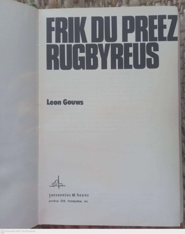 Frik Du Preez: Rugbyreus – Leon Gouws secondhand book
