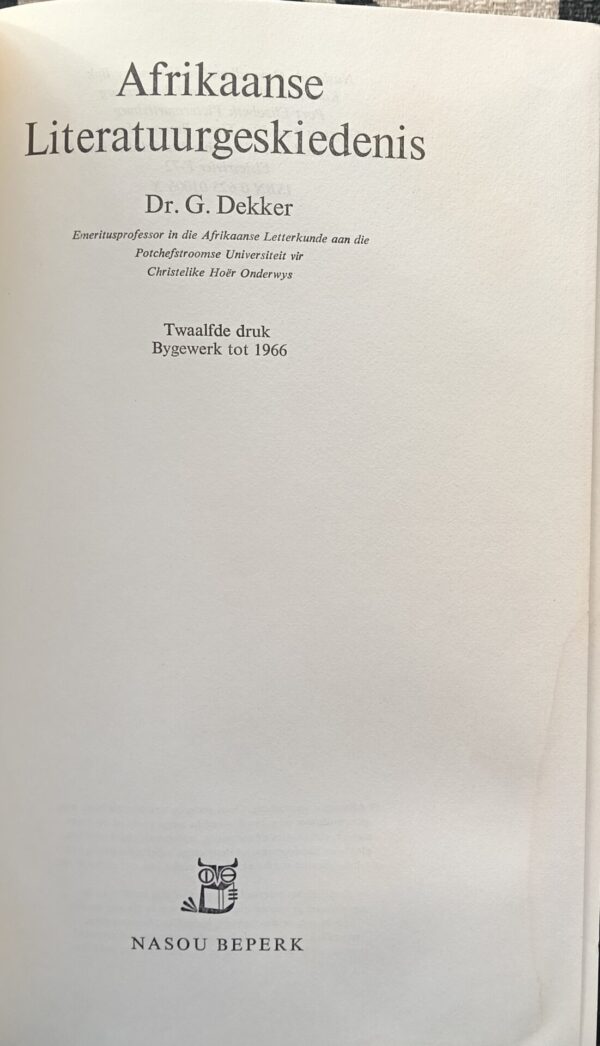 Afrikaanse literatuurgeskiedenis – Dr G Dekker secondhand book