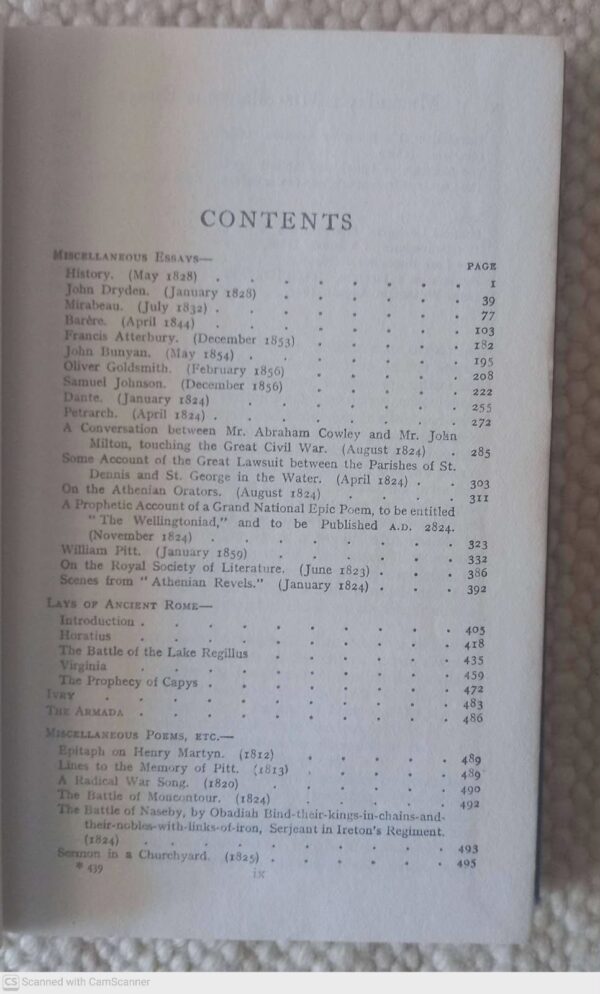 The Lays of Ancient Rome & Miscellaneous Essays And Poems – Lord Macaulay secondhand book