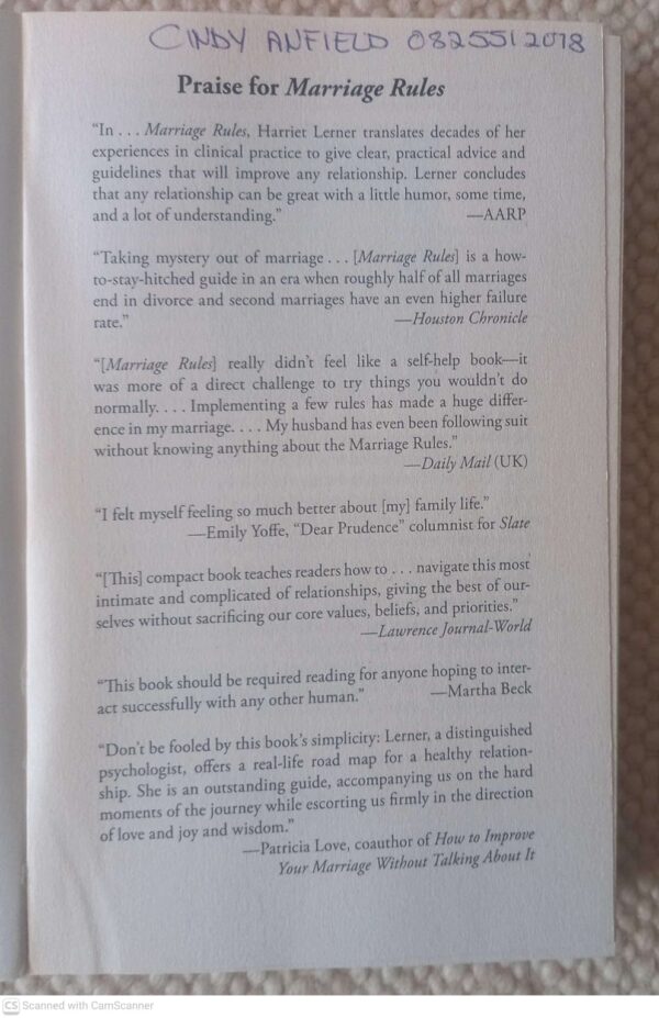 Marriage Rules — Harriet Lerner secondhand book