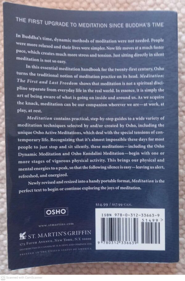 Meditation: The First And Last Freedom — Osho secondhand book