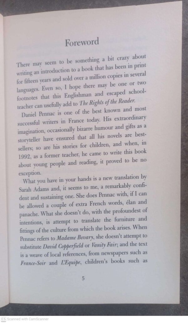 The Rights Of The Reader — Daniel Pennac secondhand book