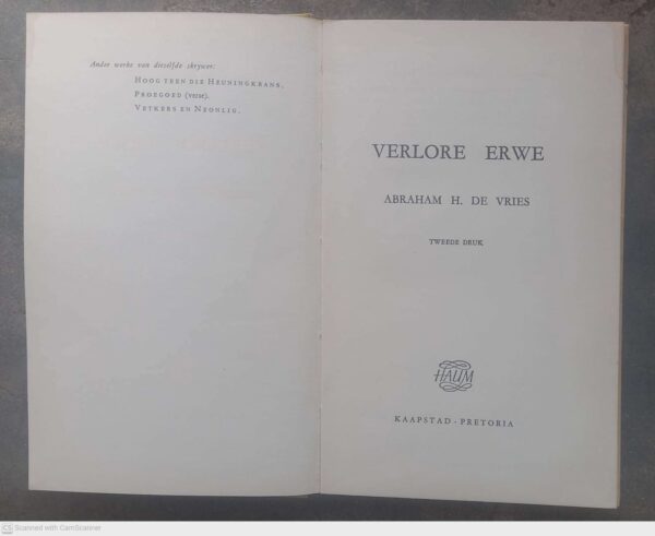 Verlore Erwe — Abraham H. De Vries secondhand book