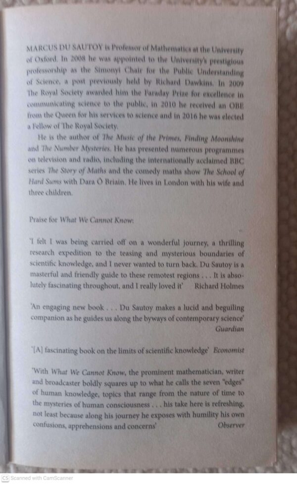 What We Cannot Know — Marcus Du Sautoy secondhand book