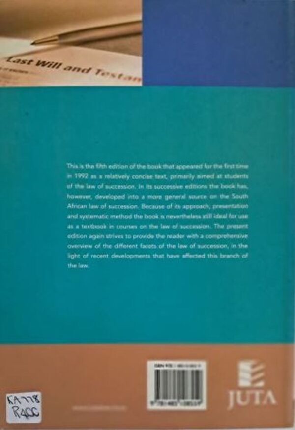 Law Of Succession – MJ De Waal, MC Schoeman-Malan secondhand book