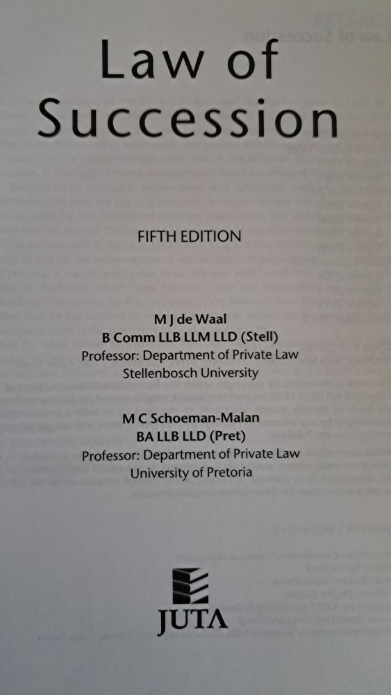 Law Of Succession – MJ De Waal, MC Schoeman-Malan secondhand book