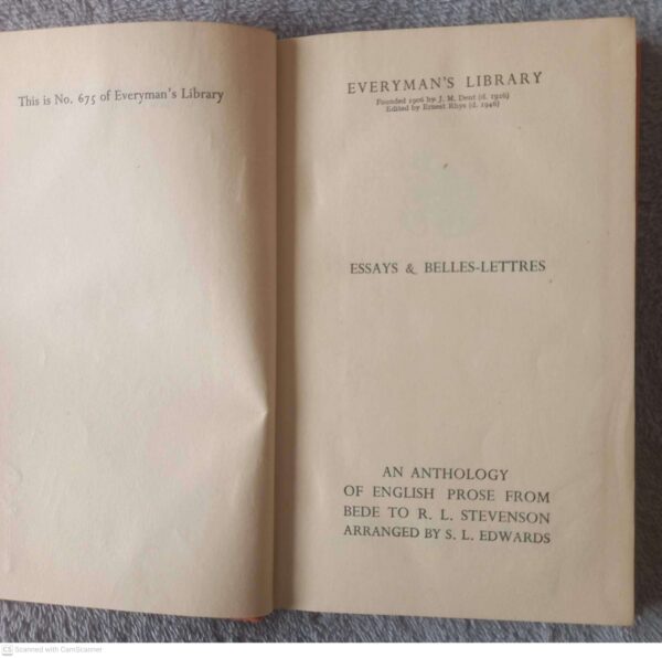 An Anthology Of English Prose: From Bede To R. L. Stevenson — S. L. Edwards secondhand book