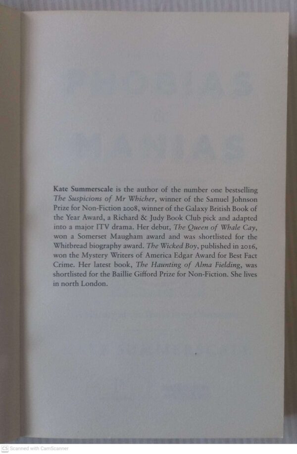 The Book Of Phobias And Manias — Kate Summerscale secondhand book