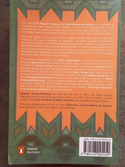 Dictionary Of South African Quotations — Jennifer Crwys-Williams secondhand book