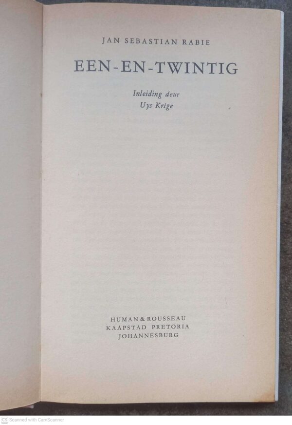Een-En-twintig — Jan Sebastian Rabie secondhand book