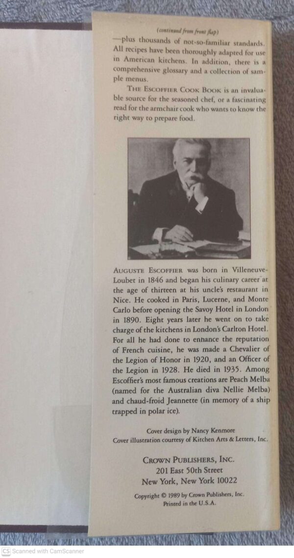 The Escoffier Cookbook And Guide To The Fine Art Of Cookery — Auguste Escoffier secondhand book