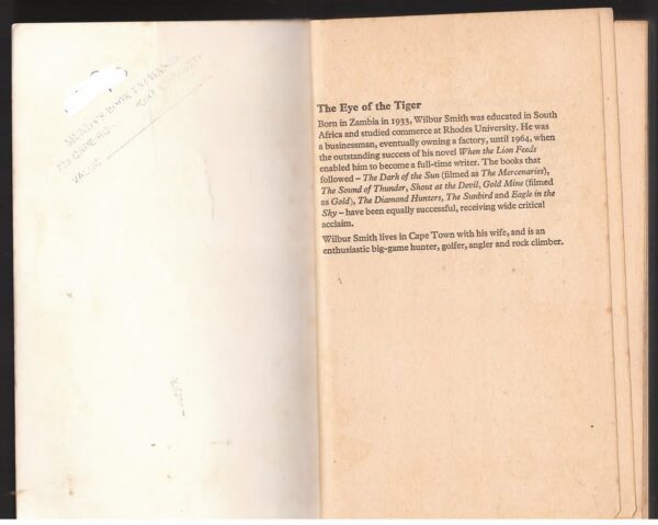 The Eye Of The Tiger — Wilbur Smith secondhand book