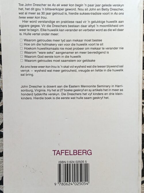 As Ons Twee Weer Kon Trou – John En Betty Drescher secondhand book