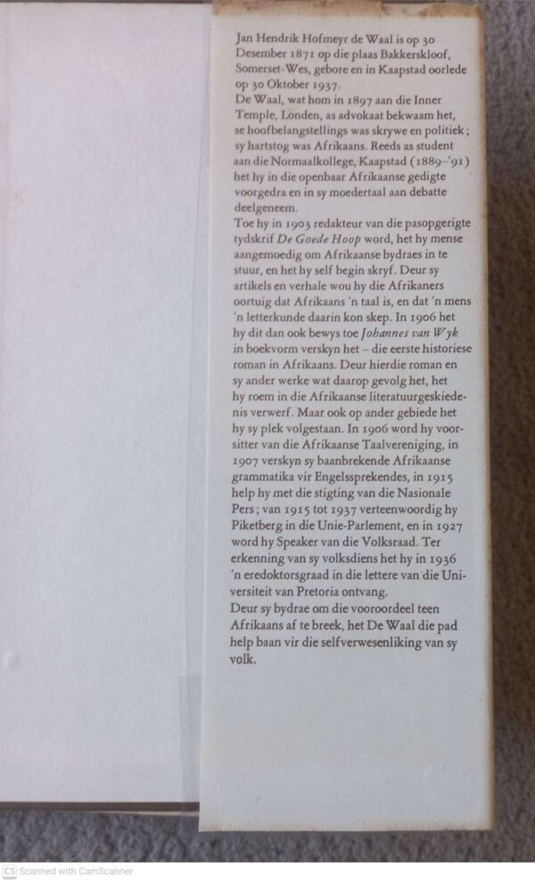 Johannes Van Wyk — J. H. H. De Waal secondhand book