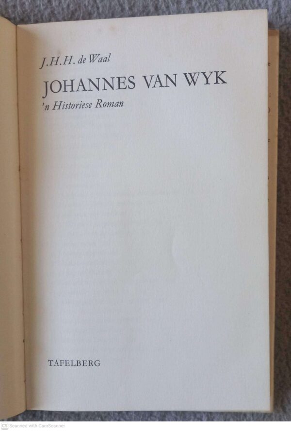 Johannes Van Wyk — J. H. H. De Waal secondhand book