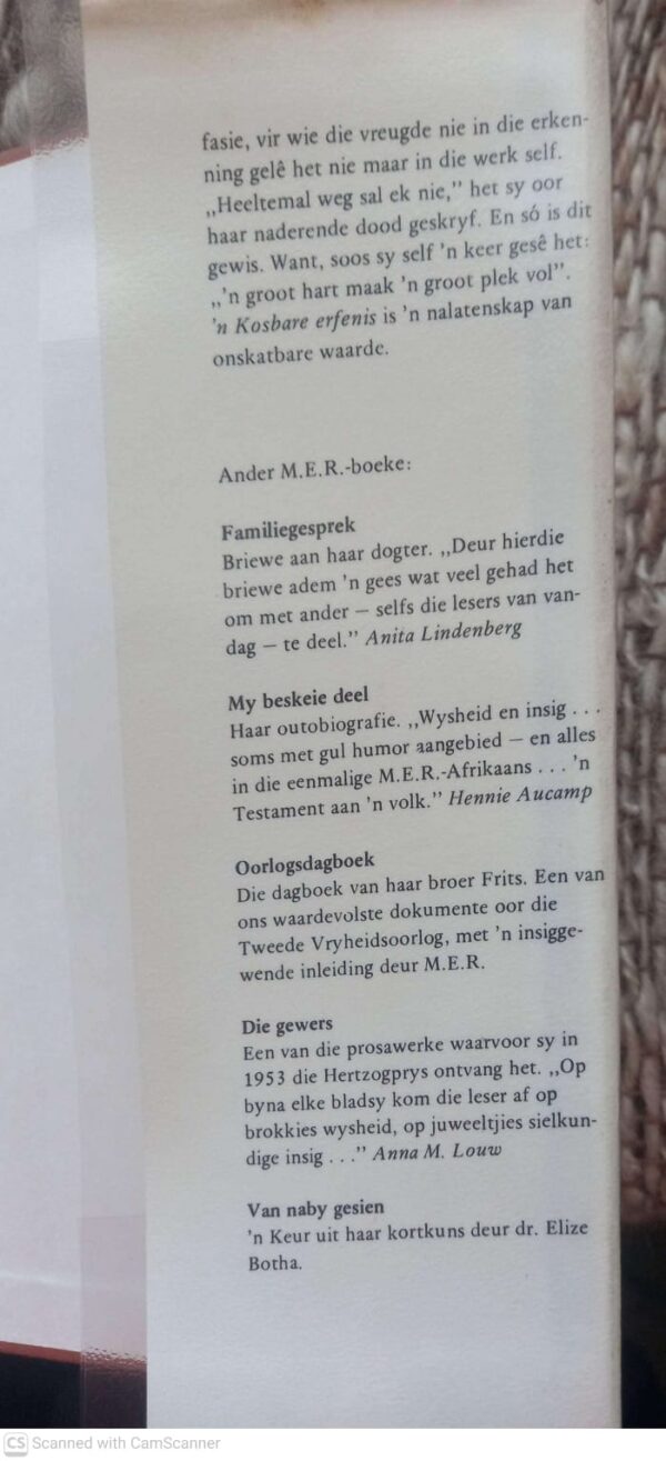 M.E.R: ‘n Kosbare Erfenis: Briewe 1916-1975 — Alba Bouwer, Rykie Van Reenen secondhand book