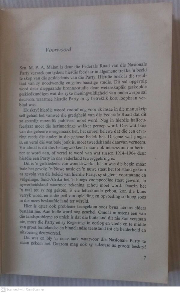 Die Nasionale Party Van Suid-Afrika: Sy Stryd En Sy Prestasies 1914–1964 — M.P.A. Malan secondhand book