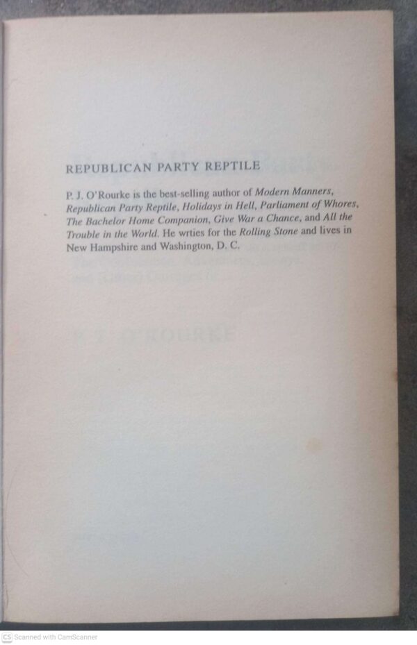 Republican Party Reptile3 Republican Party Reptile — P. J. O’Rourke secondhand book