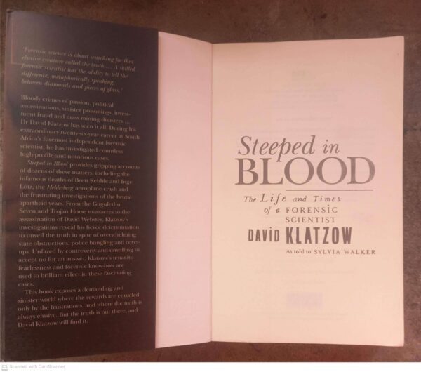 Steeped In Blood — David Klatzow, Sylvia Walker secondhand book