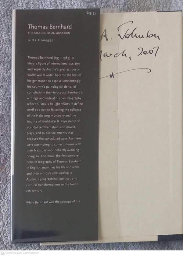 Thomas Bernhard: The Making Of An Austrian — Gitta Honeg secondhand book
